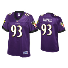 Women Baltimore Ravens #93 Calais Campbell Purple Pro Line Jersey