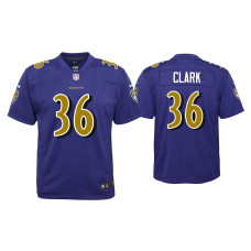 Youth Baltimore Ravens #36 Chuck Clark Purple Color Rush Game Jersey