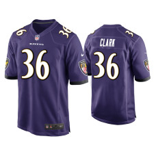 Men Baltimore Ravens #36 Chuck Clark Purple Game Jersey