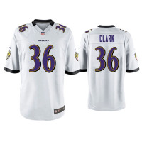 Men Baltimore Ravens #36 Chuck Clark White Game Jersey