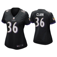 Women Baltimore Ravens #36 Chuck Clark Black Game Jersey