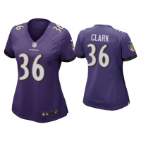 Women Baltimore Ravens #36 Chuck Clark Purple Game Jersey