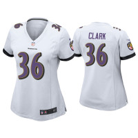 Women Baltimore Ravens #36 Chuck Clark White Game Jersey