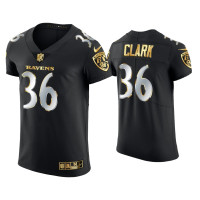 Men Baltimore Ravens #36 Chuck Clark Black Golden Edition Elite Jersey