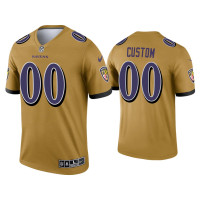 Men Baltimore Ravens #00 Custom Gold Inverted Legend Jersey