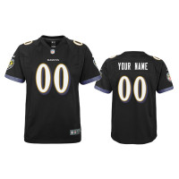 Youth Baltimore Ravens #00 Custom Black Game Jersey