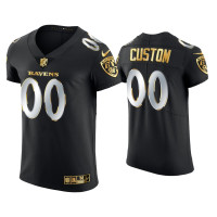 Men Baltimore Ravens #00 Custom Black Golden Edition Elite Jersey