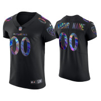 Men Baltimore Ravens #00 Custom Black Golden Edition Holographic Jersey