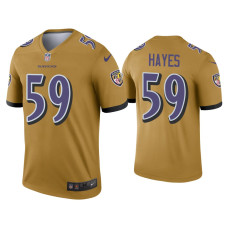 Men Baltimore Ravens #59 Daelin Hayes Gold Inverted Legend Jersey