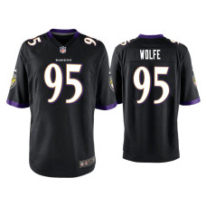 Men Baltimore Ravens #95 Derek Wolfe Black Game Jersey