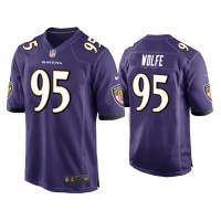 Men Baltimore Ravens #95 Derek Wolfe Purple Game Jersey