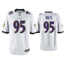 Men Baltimore Ravens #95 Derek Wolfe White Game Jersey