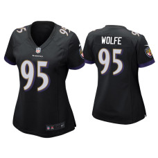 Women Baltimore Ravens #95 Derek Wolfe Black Game Jersey