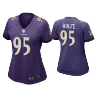 Women Baltimore Ravens #95 Derek Wolfe Purple Game Jersey