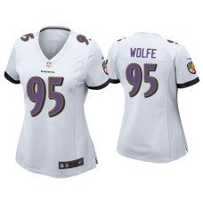 Women Baltimore Ravens #95 Derek Wolfe White Game Jersey