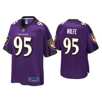 Men Baltimore Ravens #95 Derek Wolfe Purple Pro Line Jersey