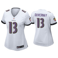 Women Baltimore Ravens #13 Devin Duvernay White Game Jersey