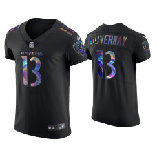 Men Baltimore Ravens #13 Devin Duvernay Black Golden Edition Holographic Jersey