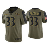 Men Baltimore Ravens #33 Devonta Freeman Olive 2021 Salute To Service Limited Jersey