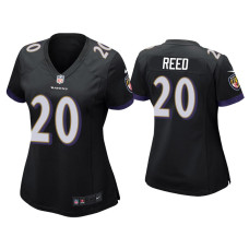 Women Baltimore Ravens #20 Ed Reed Black Game Jersey