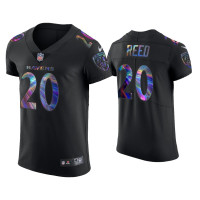 Men Baltimore Ravens #20 Ed Reed Black Golden Edition Holographic Jersey