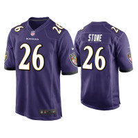 Men Baltimore Ravens #26 Geno Stone Purple Game Jersey