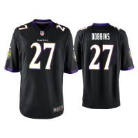 Men Baltimore Ravens #27 J.K. Dobbins Black 2020 NFL Draft Game Jersey