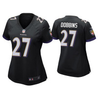 Men Baltimore Ravens #27 J.K. Dobbins Black 2020 NFL Draft Game Jersey