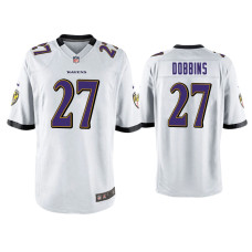 Men Baltimore Ravens #27 J.K. Dobbins White 2020 NFL Draft Game Jersey