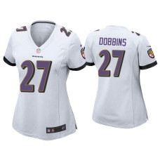 Men Baltimore Ravens #27 J.K. Dobbins White 2020 NFL Draft Game Jersey