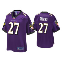 Men Baltimore Ravens #27 J.K. Dobbins Purple Pro Line Jersey