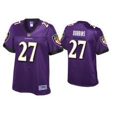 Women Baltimore Ravens #27 J.K. Dobbins Purple Pro Line Jersey