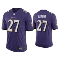 Men Baltimore Ravens #27 J.K. Dobbins Purple 2020 NFL Draft Vapor Limited Jersey