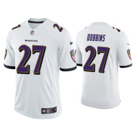 Men Baltimore Ravens #27 J.K. Dobbins White 2020 NFL Draft Vapor Limited Jersey