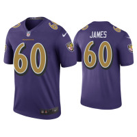 Men Baltimore Ravens #60 Color Rush Legend Ja'Wuan James Purple Jersey