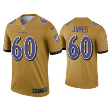 Men Baltimore Ravens #60 Ja'Wuan James Gold Inverted Legend Jersey