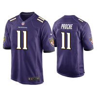 Men Baltimore Ravens #11 James Proche Purple Game Jersey