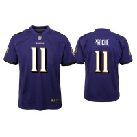 Youth Baltimore Ravens #11 James Proche Purple Game Jersey