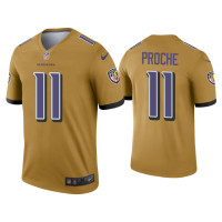 Men Baltimore Ravens #11 James Proche Gold Inverted Legend Jersey