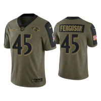 Men Baltimore Ravens #45 Jaylon Ferguson Olive 2021 Salute To Service Limited Jersey