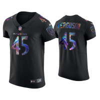 Men Baltimore Ravens #45 Jaylon Ferguson Black Golden Edition Holographic Jersey