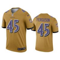 Men Baltimore Ravens #45 Jaylon Ferguson Gold Inverted Legend Jersey