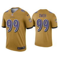 Men Baltimore Ravens #99 Jayson Oweh Gold Inverted Legend Jersey