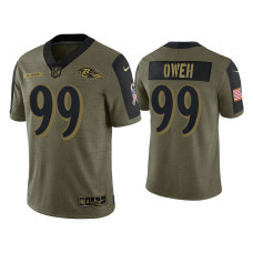 Men Baltimore Ravens #99 Jayson Oweh Olive 2021 Salute To Service Limited Jersey