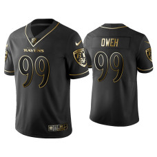 Men Baltimore Ravens #99 Golden Edition Vapor Limited Ravens Jayson Oweh Black Jersey