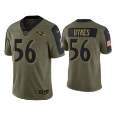 Men Baltimore Ravens #56 Josh Bynes Olive 2021 Salute To Service Limited Jersey