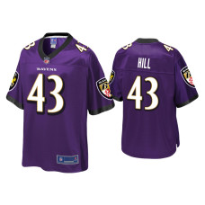 Men Baltimore Ravens #43 Justice Hill Purple Pro Line Jersey