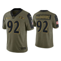 Men Baltimore Ravens #92 Justin Madubuike Olive 2021 Salute To Service Limited Jersey