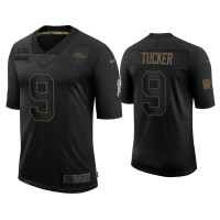 Men Baltimore Ravens #9 Justin Tucker Black 2020 Salute To Service Limited Jersey