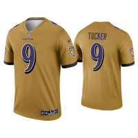 Men Baltimore Ravens #9 Justin Tucker Gold Inverted Legend Jersey